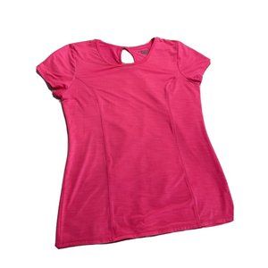 HEAD Women's Short Sleeve Workout Scoop Neck T-Shirt Peek Hole Back Size Medium